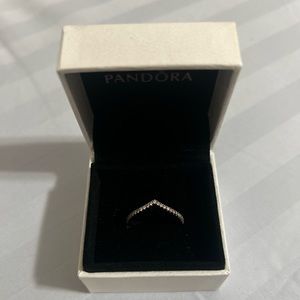 Pandora Sparkling Wishbone Ring